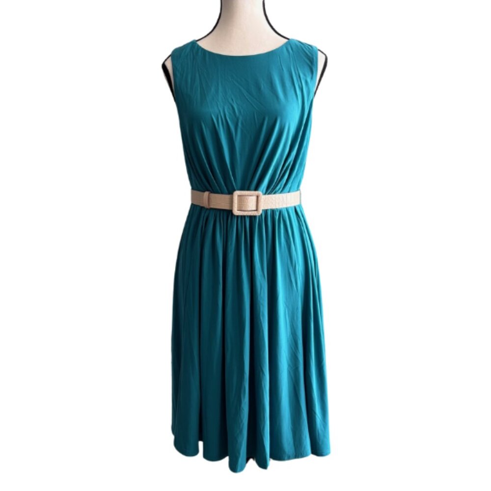 TIANA B BEAUTIFUL TEAL BELTED DRESS,SZ.M